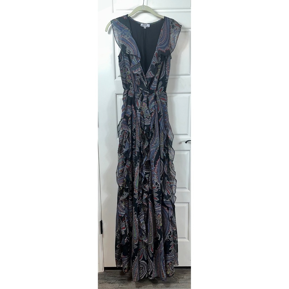 SPY Zone Exchange Paisley Ruffle Maxi Dress Women's‎ Size S